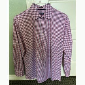 Tommy Hilfiger Men's Slim Fit Dress Shirt, Red/Blue, 17 - 32/33